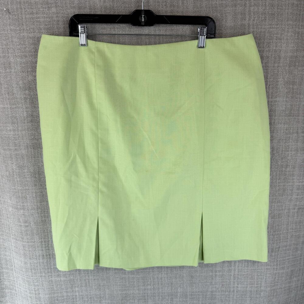 Dressbarn Skirt Womens 20W Green Straight & Pencil Knee Length Pleated Twill